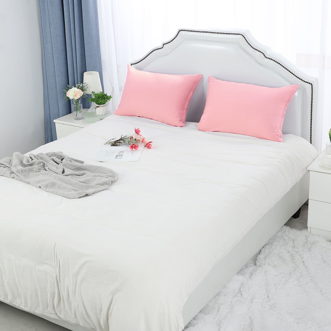 Unique Bargains Pillowcases 2-Piece Egyptian Cotton Pillow Cover Light Pink Standard