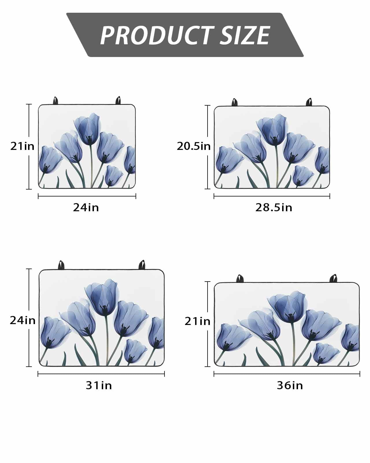 Stove Top Covers for Electric Stove, Blue Tulip Flower Glass Stovetop Cover Protector, Vintage Spring Plant Floral Botanical Induction Cooktop Protector Oven Mat for Kitchen Countertop 24"x21"