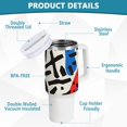 thumbnail image 4 of Irregular Shapes Line 40 oz Tumbler with Handle Insulated&nbsp;Travel Mug&nbsp;Lid Straw Leak Proof Steel Vacuum Water Bottles Glasses Fits in Car Cup Holder, 4 of 7