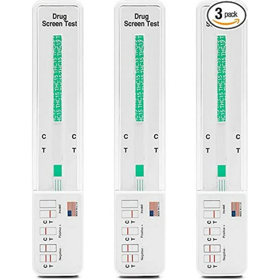 DrugExam Made in USA Most Sensitive Marijuana THC 15 ng/mL Single Panel Drug Test Kit, Marijuana Drug Test with 15 ng/mL Cutoff Level for Detecting any Form of THC, 3 Pack