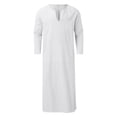 thumbnail image 4 of Men Kaftan Thobe Casual Long Sleeve Mens Summer Robes Button Down Collar Muslim Thobes Abaya, 4 of 4