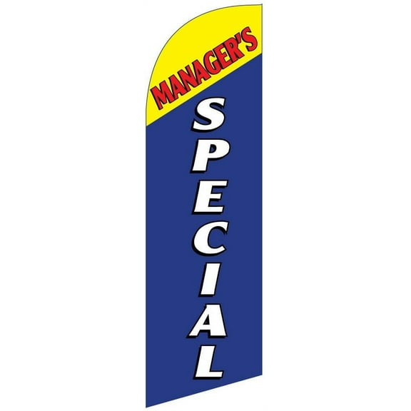 Manager's Special Medium Advertising Feather Banner Swooper Flag Sign with Flag Pole Kit, Ground Stake, and Travel Bag