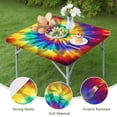 thumbnail image 4 of Colorful Rainbow Tie Dye Spiral Pattern Square Fitted Tablecloth with Elastic Edge,Square Table Cover,Washable Elastic Table Cover for Home Kitchen Party Decor 36"x36", 4 of 6