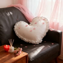 Valentines Heart Pillow Cover Cute Ruffled Satin Designs With Bow Romantic Sofa Decor Cushion Cover Soft Gift For Home Bedroom Valentines Day Pillowcases