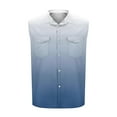 thumbnail image 4 of VBTAPA Men's Gradient Button Down Tank Top Sleeveless Casual Workout T Shirt Collared Beach Vacation Blouse with Chest Pockets Blue XL, 4 of 6