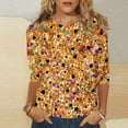 thumbnail image 2 of Women's Summer Sparkle Sequin Tshirt 3/4 Sleeve Casual Crew Neck Dressy Blouses Trendy 2025 Loose Fit Floral Pullover Tops, 2 of 5