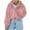 Pink, variant on IROINNID Women's Casual Short Jacket Solid Color Zip Up Long Sleeve Outwear, Pink