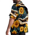 thumbnail image 3 of Crocodile Starry Sky Sunflower Men's Short Sleeve Hawaiian Beach Shirts, Casual Printed Button Down Spread Collar Tops, Summer Unisex Style, 3 of 6