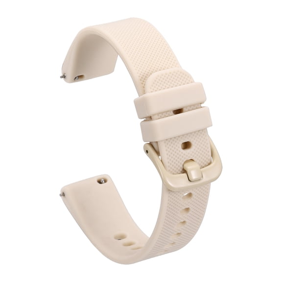 Uxcell Silicone Watch Bands 16mm Width Soft Quick Release Watch Bands Replacement Sports Straps with Stainless Steel Buckle for Men Women, Beige