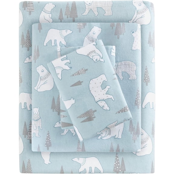 100% Cotton Flannel Sheet Set Twin Size 3 Pieces - Novelty Print Ultra Soft Warm Cold Weather Bedding Set for Bedroom