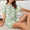 thumbnail image 6 of Womens Pajama Sets With Pocket, Cute Cartoon Frog Light Green Lounge Sets Short Sleeve Sleepwear PJ Sets for Women, 6 of 6