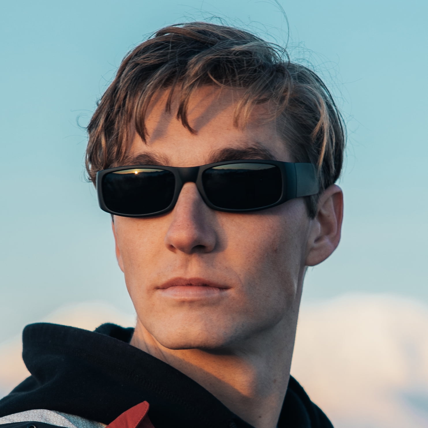 KACE by ShadyVEU Super Dark Lens Unisex Rectangular Flat Top Wraparound Sunglasses, Black