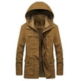 thumbnail image 1 of Parka con capucha y forro de piel gruesa y cálida para hombre, abrigo largo de forro polar, 1 of 5