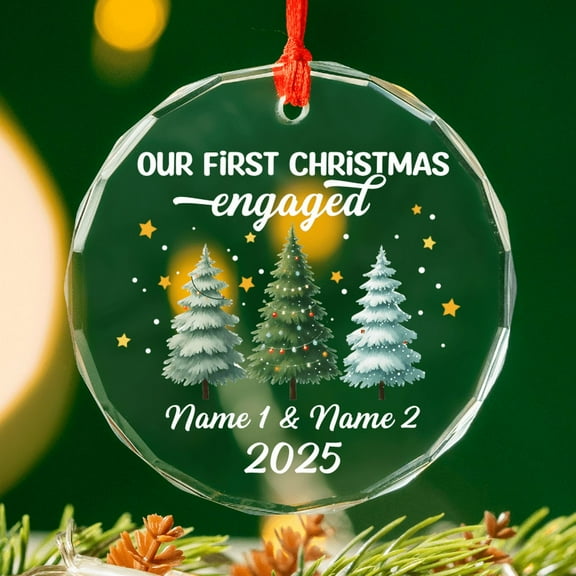 Lotusprinthandmade Customized Christmas Gift for Couple Glass Ornament 1-sided Printed Circle (3 inches), anniversary couple ornament, love couple christmas ornament