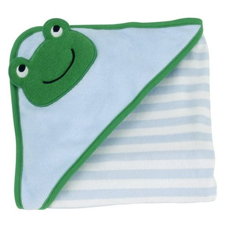 Child of Mine Frog Green and Blue Stripe Newborn Hooded Towel, Boy