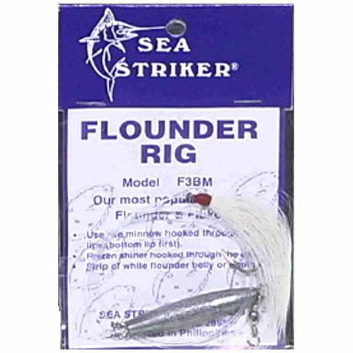 Sea Striker F3BM Flounder/Fluke Rig No Float, White Tail Hook 30 Lb
