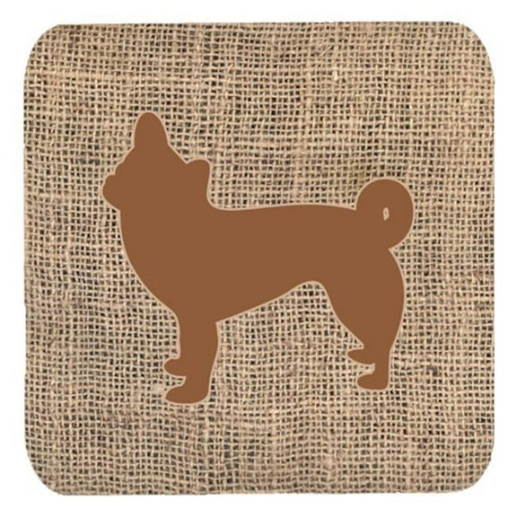 Chihuahua Burlap and Brown Foam Coasters, Set - 4