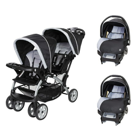 Baby Trend Sit N Stand Tandem Stroller + Car Seats (2) Travel System,