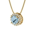 thumbnail image 2 of Clara Pucci 14K Yellow Solid Hypoallergenic Gold 1.16Ct Blue Zircon Round Brilliant Cut Halo Designer Necklace Pendant For April, 2 of 7