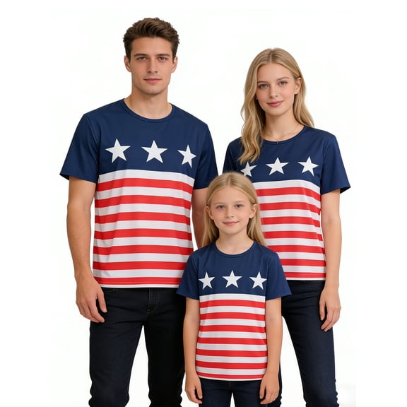 BemeyourBBs Matching Family 4th of July Shirts Outfits Patriot Fourth of July Family Shirt 4th of July Mommy and Me Family Matching Outfits Red White Blue Short Sleeve T Shirt for Women Men Kids