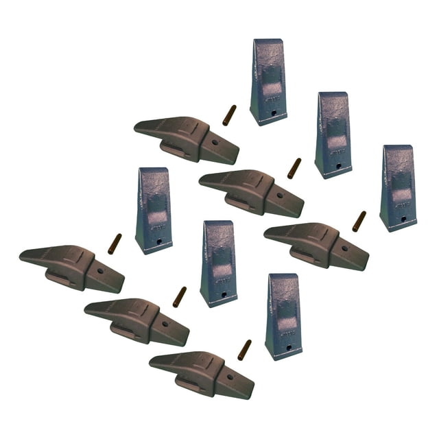 6 Excavator Bucket Combo, Weldon Shanks, HD Long Teeth & Pins, 3/4