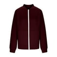 thumbnail image 5 of Women's Waffle Knit Full Zip Jacket 2025, Textured Lightweight Long Sleeve Casual Outerwear with Soft Comfort Fabric for Spring Autumn Winter Season, Daily Wear and Street Fashion Wine L, 5 of 7