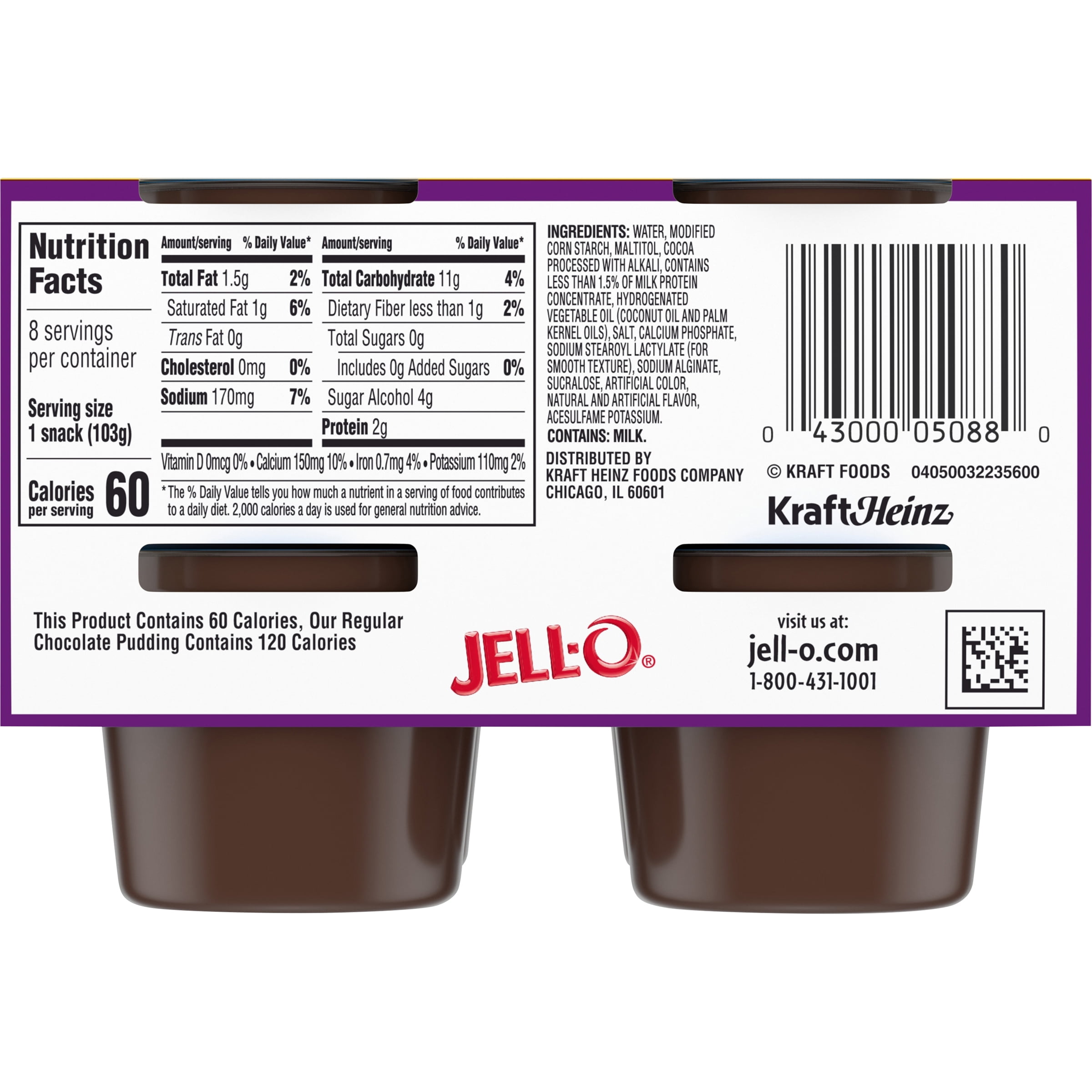 Jello Sugar Free Pudding Cups Nutrition Facts - NutritionWalls