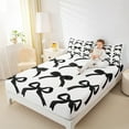thumbnail image 4 of Manfei Girls Black Ribbon Full Size Sheets, Cartoon Bowknot Bow-tie Bed Sheets, Princess Bow Style Sheet Sets, Ultra Soft Home Decor, 4pcs, 4 of 7