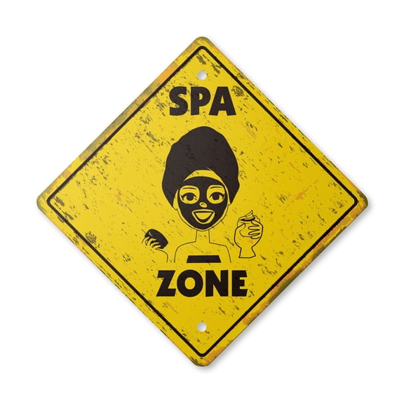 Spa Vintage Crossing Sign Zone Xing | Indoor/Outdoor Plastic | 12" Tall rustic massage facial rub down sauna