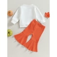 thumbnail image 3 of Toddler Girls Halloween Pants Set, Letters Print Sweatshirt with Elastic Waist Flare Pants, 3 of 7