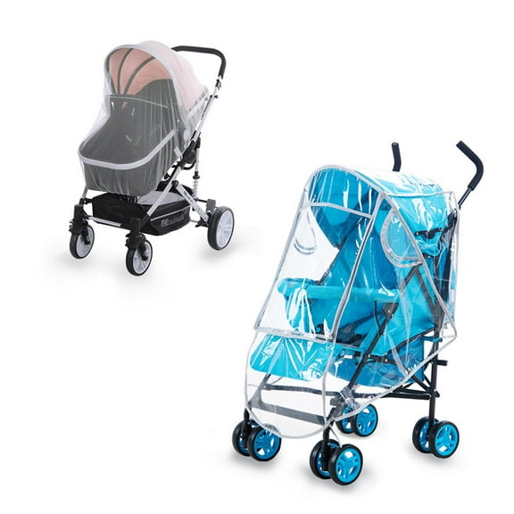 Stroller Rain Cover with Mosquito Net for Baby Stroller and Crib with Ventilation Lids