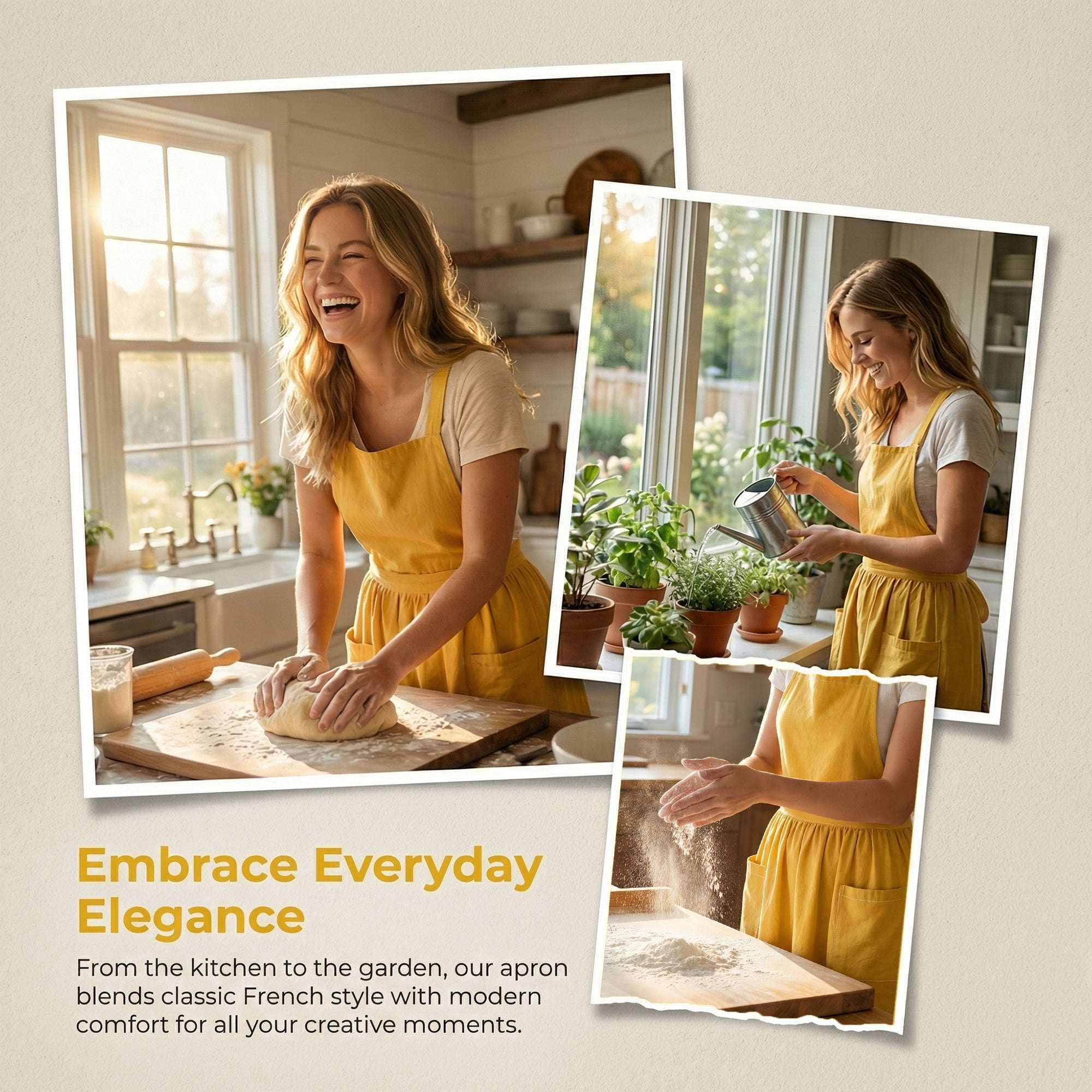 Unique Bargains Kitchen Apron Long Waist Cooking Apron 37.4x50.4in Sunflower Yellow
