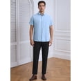thumbnail image 2 of Unique Bargains Men's Short Sleeve Cotton Regular Fit Button Down Formal Shirt L Blue, 2 of 5