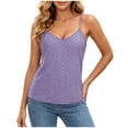 thumbnail image 2 of Yourumao Eyelet Camisole Tops for Women V Neck Adjustable Spaghetti Straps Tank Top Sleeveless Loose Casual Tunics for Summer Dailywear, 2 of 8