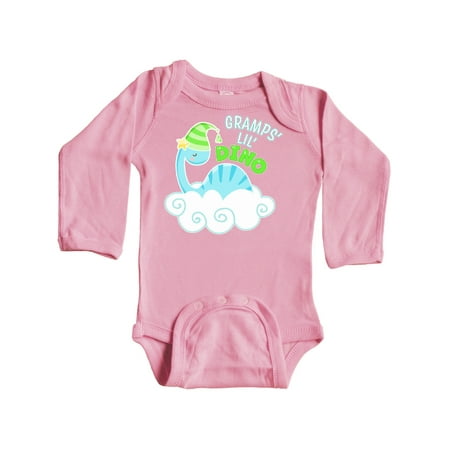 

Inktastic Gramps Lil Dino with Cute Blue Baby Dinosaur Gift Baby Boy or Baby Girl Long Sleeve Bodysuit