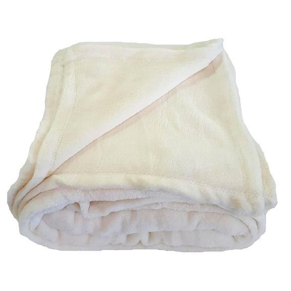 Coral Fleece Throw Blanket Soft Elegant Cover Queen Cream