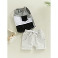 thumbnail image 3 of Coduop Toddler Baby Boy Summer Clothes,Sleeveless Contrast Color Tank Tops + Shorts Outfit Set, 3 of 9