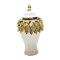 thumbnail image 2 of simhoa Ceramic Vase Ginger Jar with Golden Leaves Multifunctional for Party Desktop 18x35cm, 2 of 8