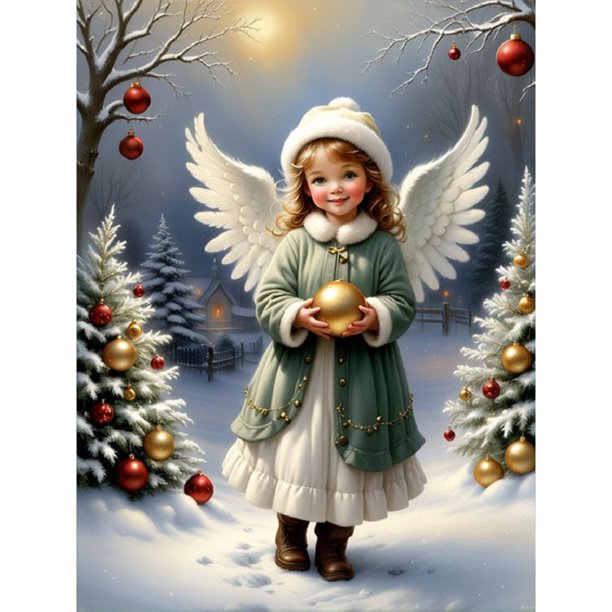 5D DIY completo redondo taladro diamante pintura pequeño ángel niña kit decoración del hogar