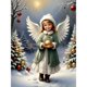 thumbnail image 1 of 5D DIY completo redondo taladro diamante pintura pequeño ángel niña kit decoración del hogar, 1 of 9