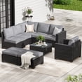 thumbnail image 4 of STARY Outdoor Wicker conversation sets, 9 Pieces Patio Furniture Sofa Set with Coffee Table, All Weather for Garden, Backyard, Balcony (Dark Gray), 4 of 7