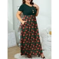 thumbnail image 3 of Cuteduck Womens Plus Size Maxi Dress Short Sleeve Floral Print Empire Waist Summer Dress with Pockets 1X-5X, 3 of 8