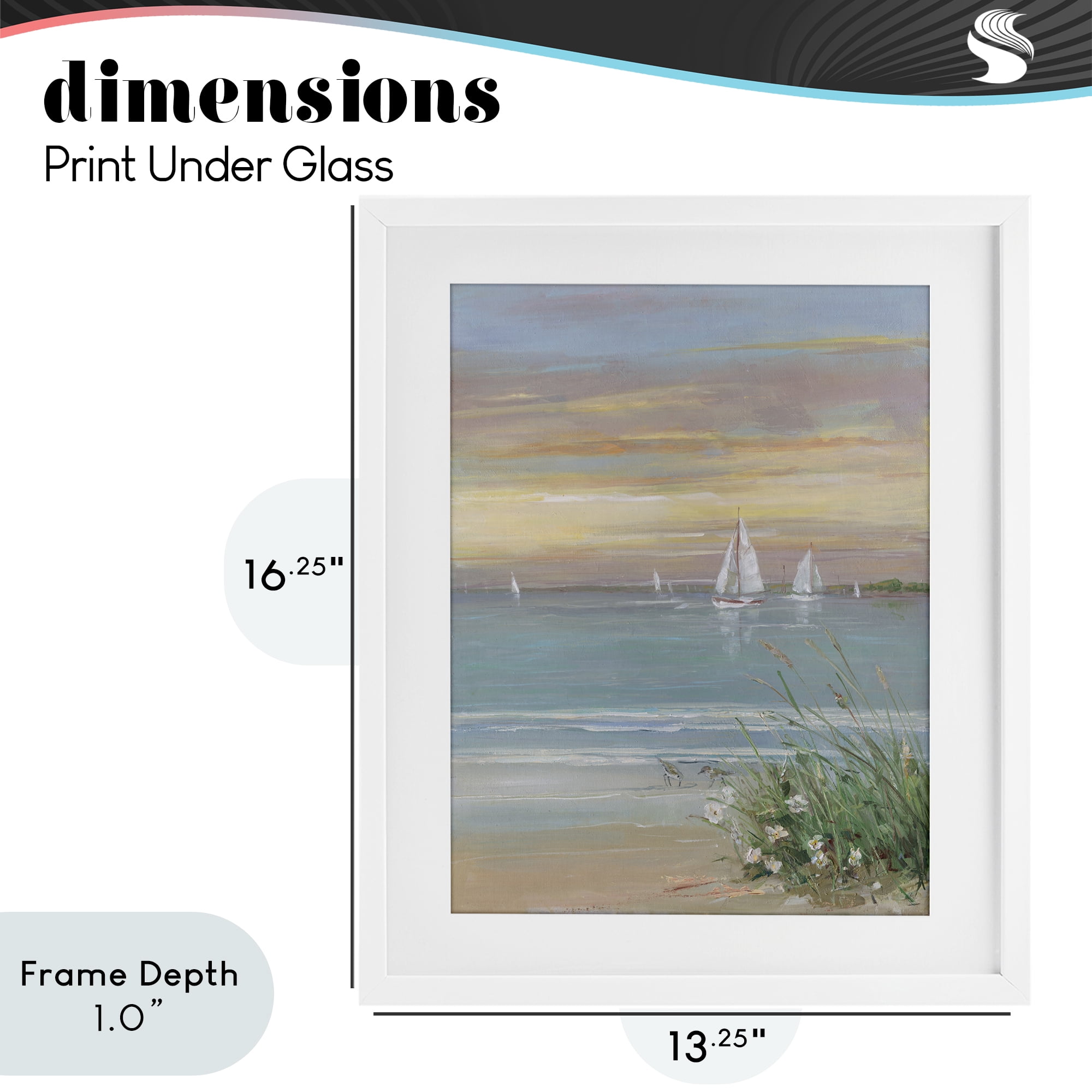 Stupell Industries Sailboats Beyond Sandy Shore White Framed Print Under Glass, design by Sally Swatland