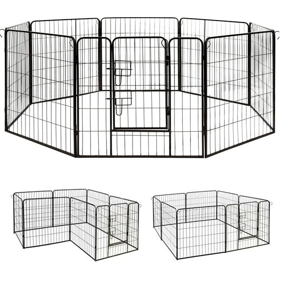 ALEKO Folding Pet Playpen Dog Kennel Pen Exercise Cage Fence 8 Panel 32X32 in