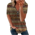 thumbnail image 1 of Blusa con estampado de manga corta y cuello vuelto informal y cómoda a la moda para mujer OAVQHLG3B Store  lin121212, 1 of 3