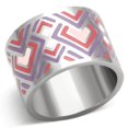 thumbnail image 1 of High polished (no plating) Stainless Steel Ring with Epoxy in Multi Color for Women Multi Color Stone Color Style TK823 Size 8, 1 of 4