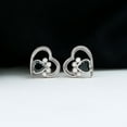 thumbnail image 2 of Rosec Jewels 1/4 CT Bezel Set Heart Shape Black Spinel Paw Stud Earrings with Moissanite, 14K White Gold, 2 of 7