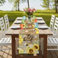 thumbnail image 4 of Table Runners 90 Inches Long Dress Scarves, Sunflower Floral Farmhouse Coffee/Dining/Kitchen Table Runner for Living Room, Farmhouse Pastoral Daisy Bees Brown Wood 13x90 Inch, 4 of 9