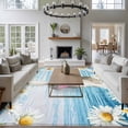 thumbnail image 3 of 5'x7' Area Rugs for Living Room Bedroom, Blue Easter Bunny Washable Rug Carpet Runner Indoor Outdoor, Spring Daisy Modern Ombre Striped Non Slip Floor Mats Area Rug for Kitchen, Nursery, 3 of 8
