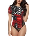 thumbnail image 1 of Balery tractor Body de cuello redondo de manga corta para mujer Tops de manga corta Tops básicos-Large, 1 of 7